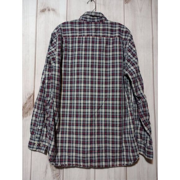 Tommy Hilfiger Shirt Men's Large Red Gray Button Front Long Sleeve - Picture 2 of 9
